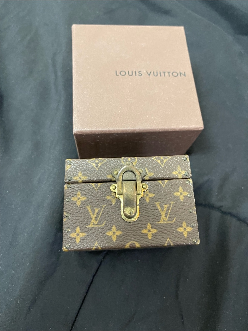 Louis Vuitton Monogram Mini Jewelry Trunk in Brown and Gold